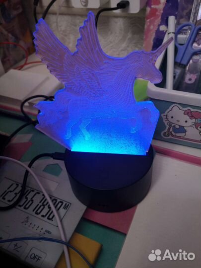 Ночник 3D единорог новый