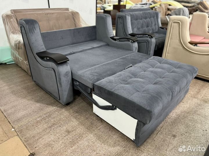 Диван Барсучок в наличии, серый велюр