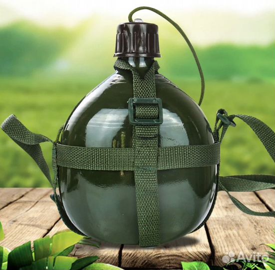 Фляжка походная, алюминиевая, объем - 1 литр