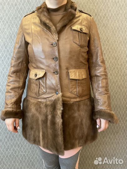 Куртка пальто кожаное Massimo Dutti, р-р 48-50