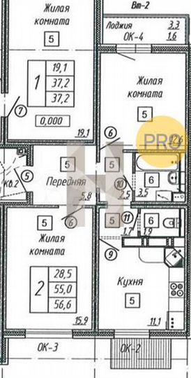2-к. квартира, 56,6 м², 13/17 эт.