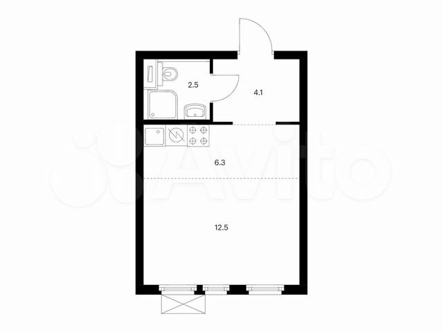 Квартира-студия, 25,4 м², 23/32 эт.