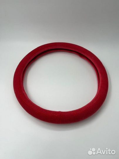 Оплетка руля со Стразами LUX Красная B1499