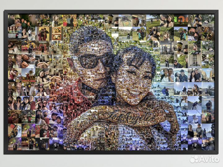 Портрет-мозаика, уникальный подарок из фотографий