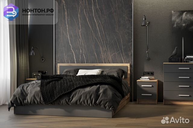Спальный гарнитур Мартина графит / дуб крафт