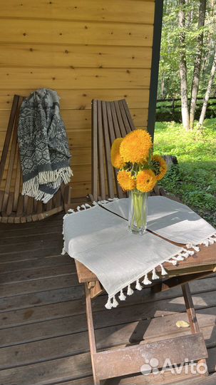 Льняная салфетка с кисточками