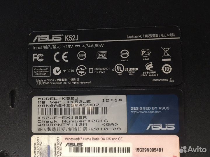 Ноутбук asus k52j