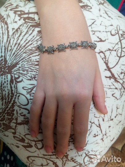 Серебряный браслет с марказитами и серьги