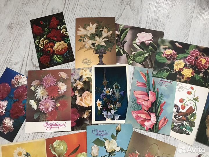 Почтовые открытки карточки СССР цветы винтаж 1 мая