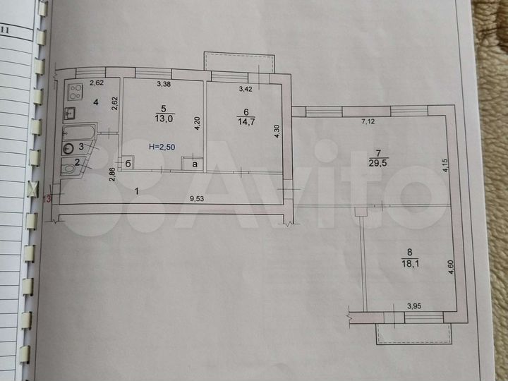 4-к. квартира, 98,6 м², 5/5 эт.