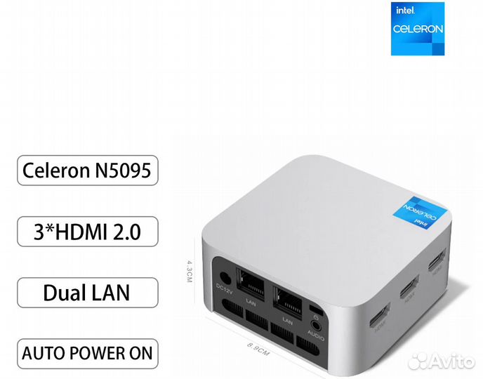Мини-пк T8 Pro Mini PC Intel Celeron N5095, WIN11