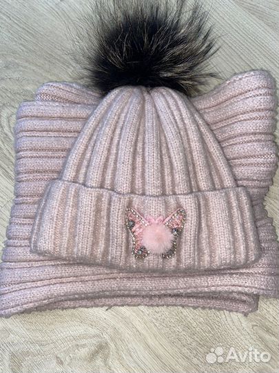 Комплект шапка и снуд для девочки