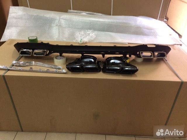 Юбка заднего бампера и насадки Mercedes W213 AMG