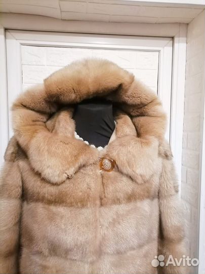 Шуба норковая с капюшоном поперечка 52