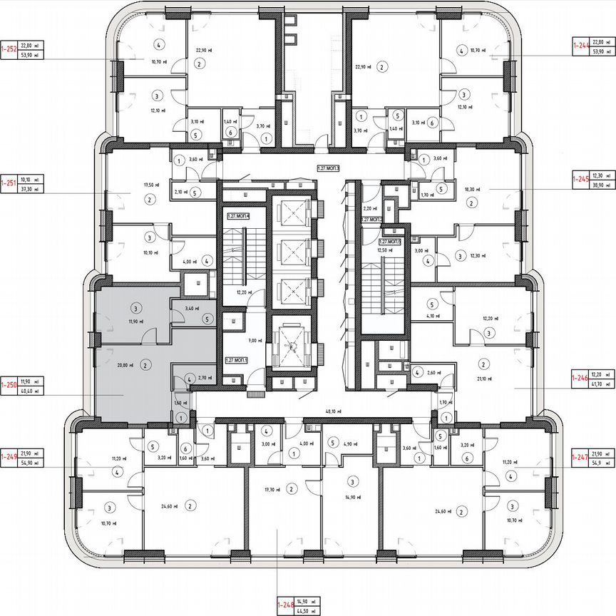 1-к. квартира, 39,9 м², 27/53 эт.