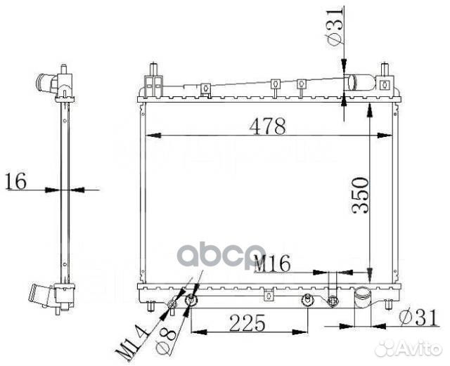 Радиатор двигателя A/T TO Vitz,Platz 1.3/1.5; P