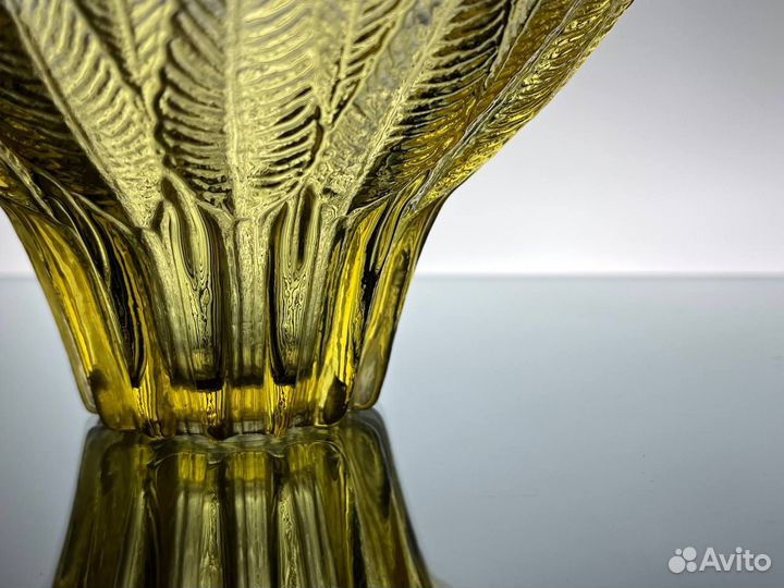 Ваза конфетница цветное желтое стекло СССР