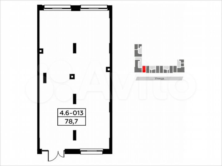 Аренда, торговое помещение площадью 78.7 кв.м