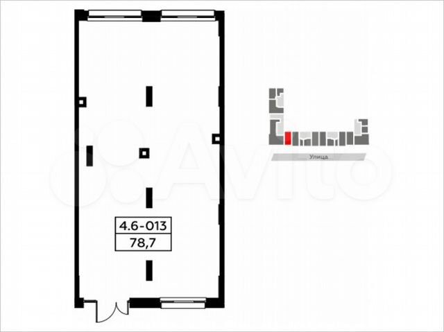 Аренда, торговое помещение площадью 78.7 кв.м
