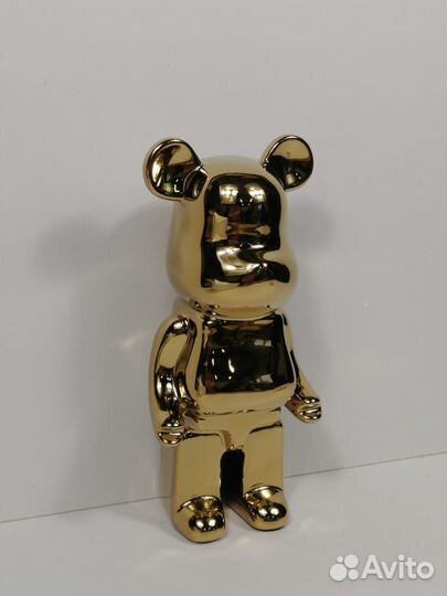 Копилка-статуэтка Мишка bearbrick, золотой, 27 см