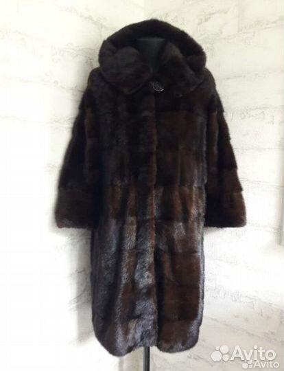 Шуба норковая с капюшоном 48 50