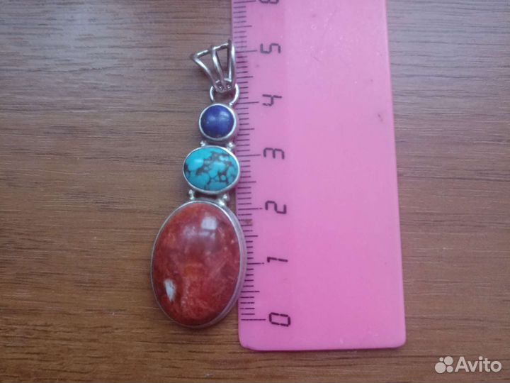 Кулон серебряный с натуральными камнями