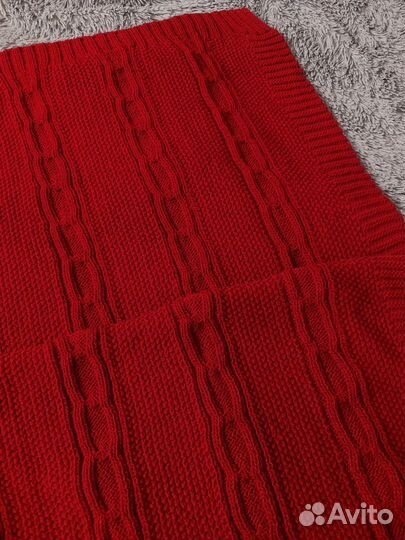 Вязанное покрывало плед на кресло