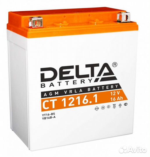 Аккумулятор 12В16Ач delta CT1216.1 (YTX16-BS) (кис