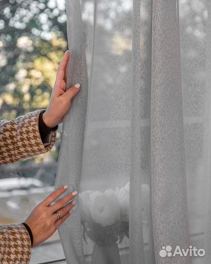 Тюль дебора серый готовый на окна пошив