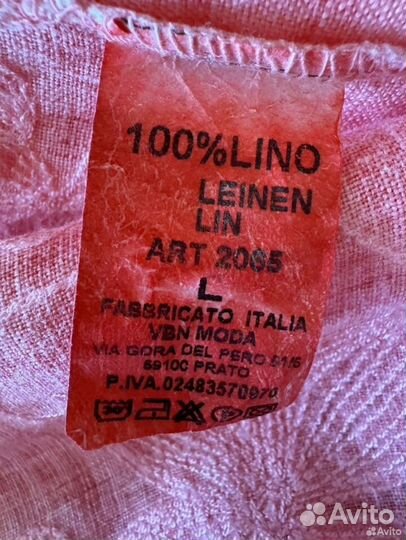 Рубашка / блузка с вышивкой Италия 100% Лен L/XL