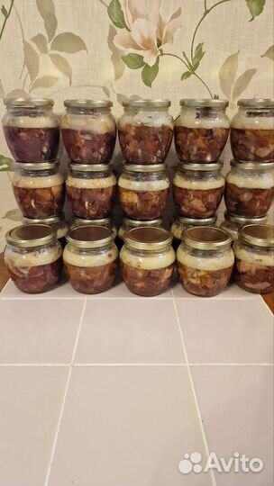 Тушенка домашняя из говядины, свинины, курицы 0,5л