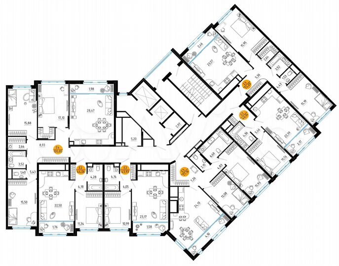 1-к. квартира, 43,9 м², 12/25 эт.