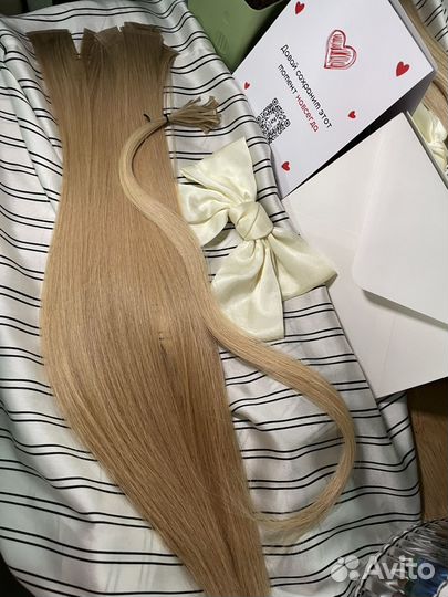 Волосы для наращивания 60 см тёплый блонд