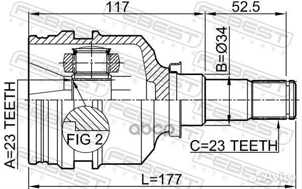 ШРУС внутренний 23X34X23 toyota corolla 91- 011