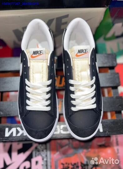 Nike Blazer Low Black White Swoosh (Арт.53587)