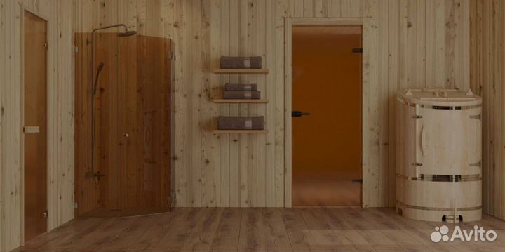 Стеклянная дверь в парну