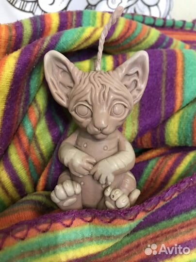 Восковая свеча котенок кот сфинкс