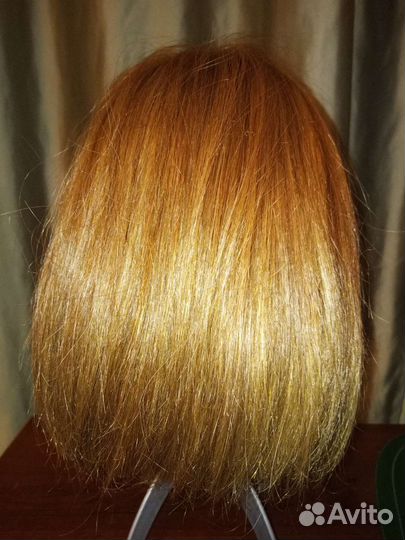 Парик из натуральных волос пшеничный блонд