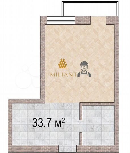 Квартира-студия, 33,8 м², 2/3 эт.