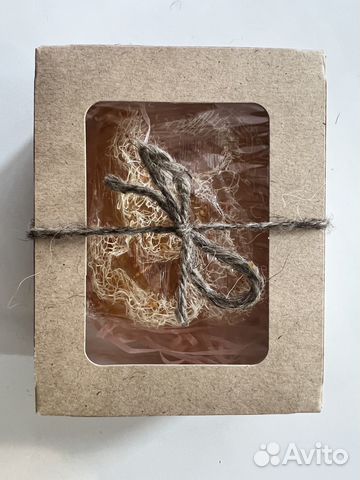 Мыло ручной работы массажное, с люфой