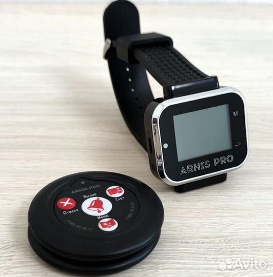 Кнопка вызова официанта Слим в ассорт и часы