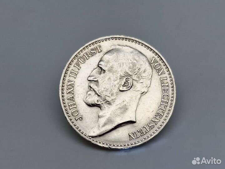 1 krone крона 1904 года Лихтенштейн Серебро