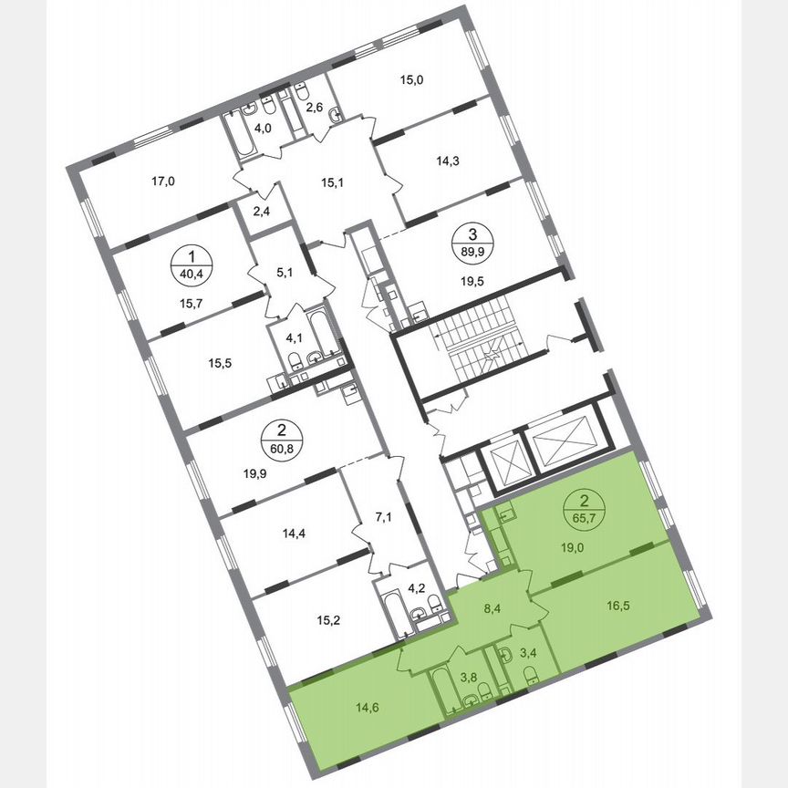 2-к. квартира, 65,7 м², 17/17 эт.