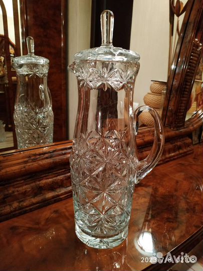 Хрустальный графин ГДР, фужеры под вино 