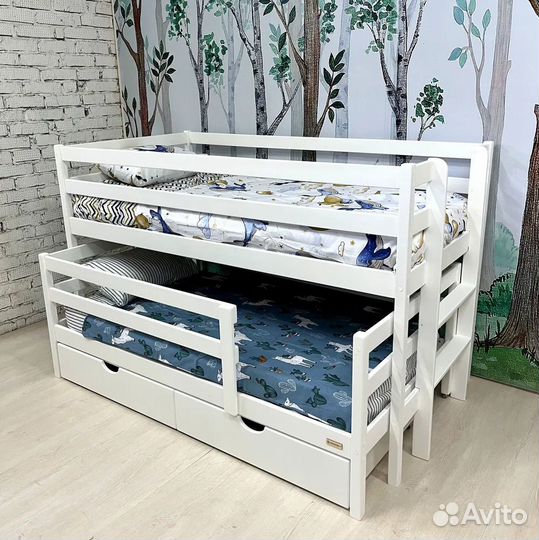 Детская кровать выкатная для двоих детей