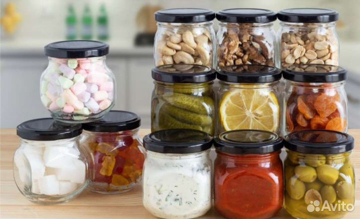 Стеклянные баночки 200мл с крышкой