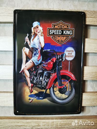 Декор на стену фактурная табличка Speed king мото