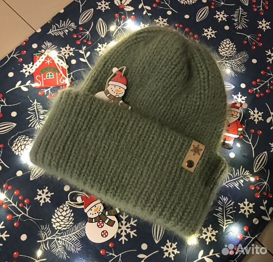 Шапка женская вязаная из пуха норки