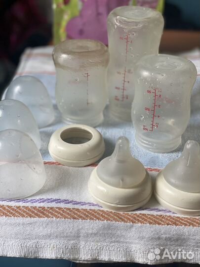 Бутылочки, щетка для мытья бутылок pigeon 3 шт