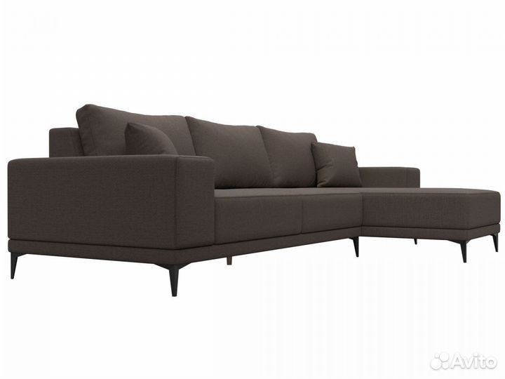 Диван угловой Льюес правый, рогожка, амур коричневый